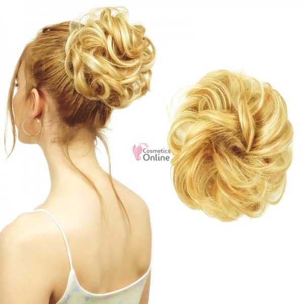 Coc modern din par artificial cu cleste AM1027613 - Blond Auriu Deschis Mixt